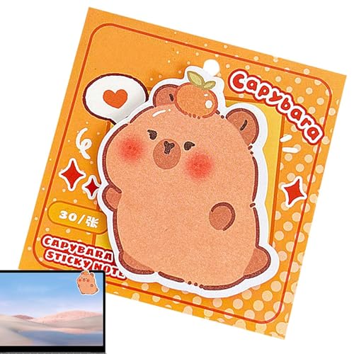 Capybara Notizblock - Fantasy Haftnotizen in Tierform, Vistaprint Capybara Sticky Note Pad | 30 Blatt Cartoon-Schulbedarf, Notizblock von Generic