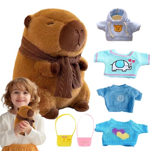 Capybara Plüschspielzeug mit Kleidung - weiches -Tier, Anzieh Capybara Puppe | 23 cm ausgestopftes Spielzeug mit 4 Winteroutfits, entzückendem Geschenkplüsch für Kinder von Kindern, das Capybara Plüschspielzeug mit Kleidung - weiches -Tier, Anzieh Capybara Puppe | 23 cm ausgestopftes Spielzeug mit 4 Winteroutfits, entzückendem Geschenkplüsch für Kinder von Kindern, das von Generic