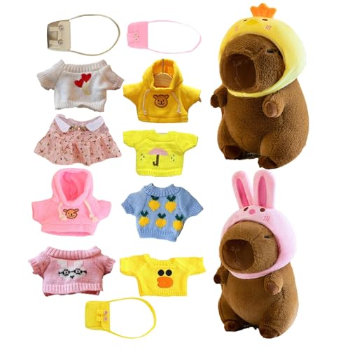 Capybara-Plüschtier Mit Kleidung - Umarmendes Capybara-Plüschtier, Capybara-Plüschtier Umarmend | Niedliches Capybara-Stofftierspielzeug, Verkleiden, Cartoon-Puppe Für Mädchen, Niedlicher Capybara-Plü von Generic