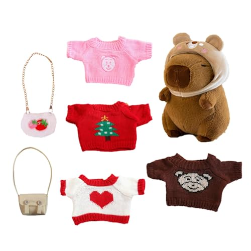 Capybara Plüschtier mit Kleidung,Gefülltes Capybara mit Kleidung, Capybara-Plüschtiere umarmen sich, Niedliche Capybara-Stofftier-Spielzeug-Ankleide-Cartoon-Puppe mit Pullover-Tasche, Hut für Heimdeko Capybara Plüschtier mit Kleidung,Gefülltes Capybara mit Kleidung, Capybara-Plüschtiere umarmen sich, Niedliche Capybara-Stofftier-Spielzeug-Ankleide-Cartoon-Puppe mit Pullover-Tasche, Hut für Heimdeko von Generic