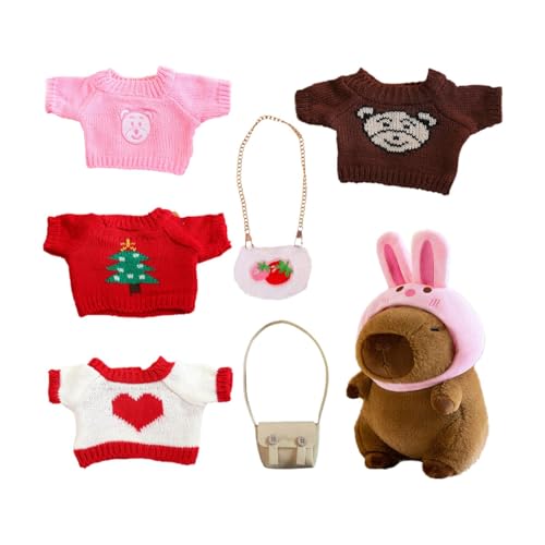 Capybara-Plüschtiere Umarmen Sich – Capybara-Plüschtier Mit Kleidung | Weiche Tierkuschelpuppe | Niedliches Capybara-Plüschtier-Anziehspielzeug | Capybara-Cartoon-Puppe Mit Pullover, Tasche Capybara-Plüschtiere Umarmen Sich – Capybara-Plüschtier Mit Kleidung | Weiche Tierkuschelpuppe | Niedliches Capybara-Plüschtier-Anziehspielzeug | Capybara-Cartoon-Puppe Mit Pullover, Tasche von Generic