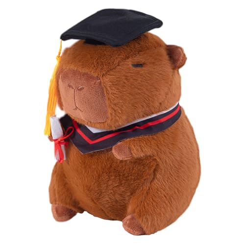 Capybara Plush - Plüschstoff Kuscheltier Weiches Tragbares Tier | Senior Class Keepsake Abschluss Capybara Mit Hutrolle, Eine entzückende Uniform Für Abschlussdekorationen Für von Generic
