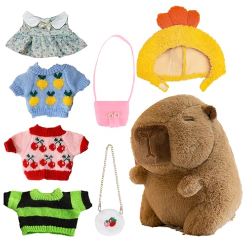 Capybara Stofftier, Capybara Plüsch mit Kleidung - Niedliche Winter-Capybara-Puppe mit Kopfbedeckung,Verkleiden Sie niedliche Plüschtiere, weiche und entzückende Cartoon-Capybara-Stofftiere für und Mä Capybara Stofftier, Capybara Plüsch mit Kleidung - Niedliche Winter-Capybara-Puppe mit Kopfbedeckung,Verkleiden Sie niedliche Plüschtiere, weiche und entzückende Cartoon-Capybara-Stofftiere für und Mä von Generic