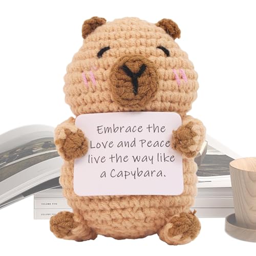 Capybara positiv, emotionale Unterstützung Plush Crochet Capybara | Häkelinspirierte Capybara-Puppe Lustig für Freunde, Partys, Weihnachtsdekorationen und Ermutigung von Generic