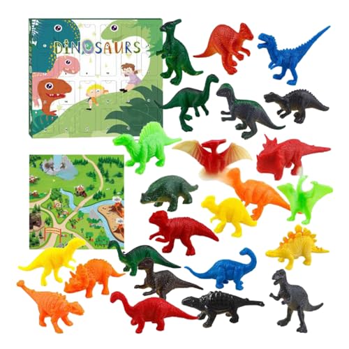 Cartoon Dinosaurier Countdown Box - 24 -Tage -Kalender, realistische Tierfiguren | TolWeihnachts -Countdown -Dinosauriergeschenk für Kinder, Teenager, Dinosaurierliebhaber, in Pappschachtel versan von Generic