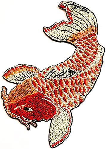 Cartoon Koi Karpfen Fisch Bestickt Abzeichen Eisen Auf Nähen Auf Patch Kleidung Aufkleber Stickerei Zubehör Dekorieren Reparatur von Generic