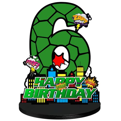 Cartoon-Schildkröte zum 6. Geburtstag, Zahlenschild, Mittelstück, Holznummer, Tischschild für Jungen, Mädchen, Kindergeburtstag, Party-Dekoration, Foto-Requisiten, Halloween-Party Cartoon-Schildkröte zum 6. Geburtstag, Zahlenschild, Mittelstück, Holznummer, Tischschild für Jungen, Mädchen, Kindergeburtstag, Party-Dekoration, Foto-Requisiten, Halloween-Party von Generic