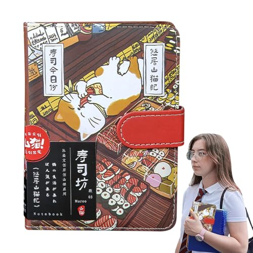 Cartoon Tagebuch - Niedliches Katzenjournal Notizbuch Mit Magnetschnapp,Japanisches Skizzenbuch Reise-Notebook, Einfache Grundlegendes Handbuch Studententagebuch Für Katzenliebhaber von Generic