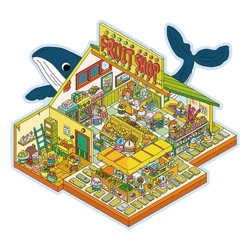 Casa Miniatura Aufkleber Szene - Cartoon-Dekorationen, Miniatur Szene Abziehbilder | 3D Scrapbook Aufkleber, dreidimensionaler visueller Effekt, künstlerische Dekorationen für von Generic