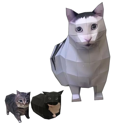 Cat Meme Origami Papercraft Kit, 1:1 Life Scale 3D Paper Models Decorative Paper Craft Set, Viral Brainrot Cats DIY Handmade Craft Kits (Huh Cat) von Generic