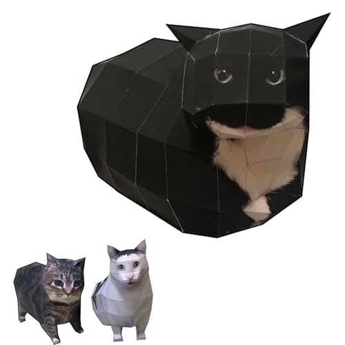 Cat Meme Origami Papercraft Kit, 1:1 Life Scale 3D Paper Models Decorative Paper Craft Set, Viral Brainrot Cats DIY Handmade Craft Kits (Maxwell Cat) von Generic