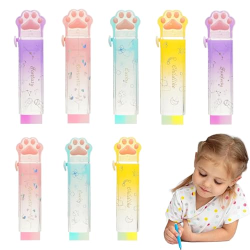 Cat Paw Radiergummi Cat Paw Radierer | 8X Gummi Push Pull Radiergummi - Bürobedarf, Niedlicher Gummi für Heimschularbeit von Generic