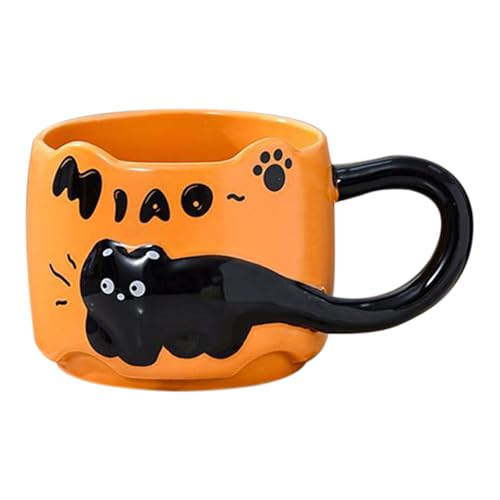 Cat Tug Latte Tassen gestapelt, Katzenkaffeetasse, 380 ml niedlicher dekorativer Keramik-Zeichentisch von Generic