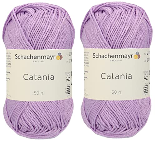 Catania Schachenmayr Originals 100 % merzerisiertes Baumwollgarn, insgesamt 100 g, je 50 g, 125 m, Amigurumi-Garn Fine-Sport 2 (226 Lila), 2 Knäuel von Generic