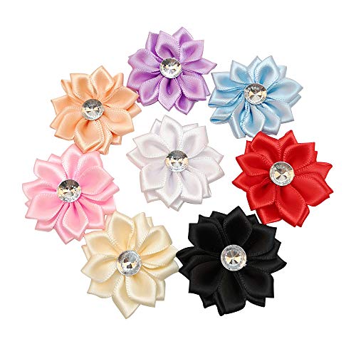 Chenkou Craft 40pcs Satin Ribbon Flower with Pearl Wedding DIY Appliques (Multi) by Chenkou Craft von Chenkou Craft