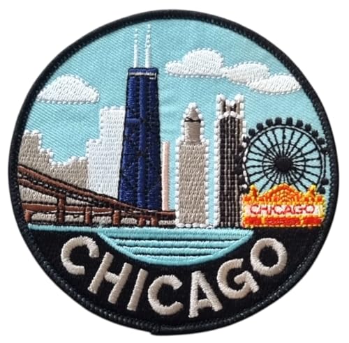 Chicago Illinois Patch bestickt zum Aufbügeln oder Aufnähen (8,9 cm) Reise USA Souvenir Mittelwesten USA Urlaub Emblem Geschenk Patches von Generic