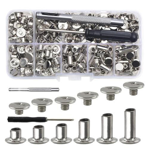 Chicago-Schrauben für Leder, Chicago-Schrauben, Binderschrauben von Chicago - Set mit Druckknöpfen für handgefertigte Lederbekleidung, Taschen, Taschen von Generic
