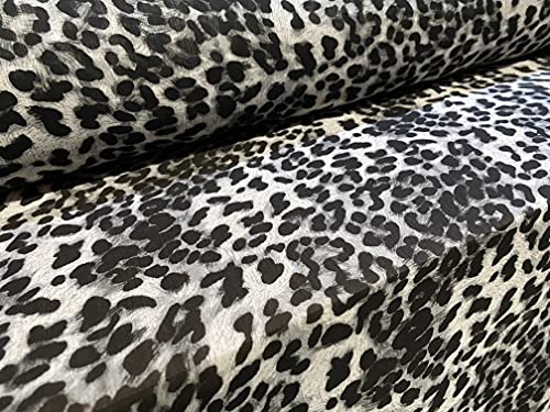 Chiffon Yoryu Kleiderstoff, Meterware, Leopardenfell, Tierdruck, Grau von Generic