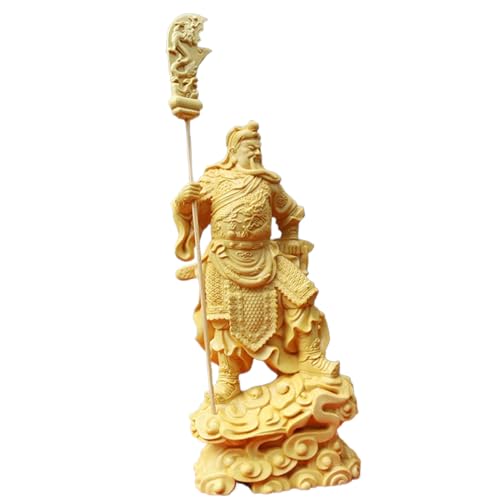 Chinesische Guan Yu-Holzfigur – Glücksgott des Reichtums Statue für Desktop Heimdekoration von Generic