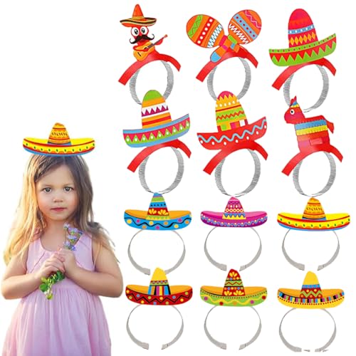 Cinco de Mayo Sombrero Stirnband, Sombrero-Partyhüte, 12 Stück Dekoration für Fiesta-Hut, Mexikanische Fiesta Party Bunte Stirnband für Karneval Festivals Party Supplies von Generic