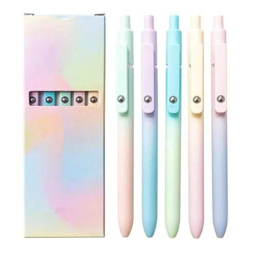 Classicccock 5 PCS Gel Ink Pens, 0.7mm Medium Tip Black Ink Roller Ball Pen, Pastel Pens, Quick Drying Pen, For Home Office Supplies (1Set-A) von Generic