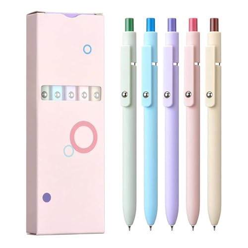 Classicccock 5 PCS Gel Ink Pens, 0.7mm Medium Tip Black Ink Roller Ball Pen, Pastel Pens, Quick Drying Pen, For Home Office Supplies (1Set-C) von Generic