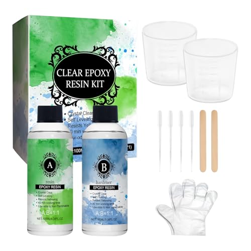 Clear Epoxy Kit, Anti-Gelbing-Härtung Härtung Mit Hohem Gloss Für Reparaturschmuckhandwerkkunst | Harz Epoxy 2x3oz - Bootskleberschicht Holzschmuckkunsthandwerk Reparatur Epoxidharz Schnell von Generic