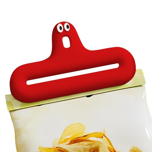 Clips zum Abdichten von Lebensmitteln, Kartoffelchip-Clip – niedlicher Ausdruck, enge Versiegelung | integrierter elastischer Spring, Frischhalteclips mit Loch für Wohnzimmer von Generic