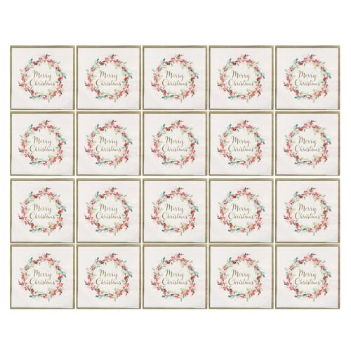Cocktailservietten für Weihnachten, Papierservietten für Weihnachten, 20 Cocktailservietten mit Beerenkranz und Frohe Weihnachten, 2-lagiges Getränke-Serviettenhandtuch für Lieferungen Cocktailservietten für Weihnachten, Papierservietten für Weihnachten, 20 Cocktailservietten mit Beerenkranz und Frohe Weihnachten, 2-lagiges Getränke-Serviettenhandtuch für Lieferungen von Generic