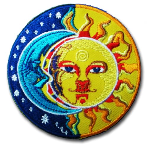 Cosmic Celestial Sun and Moon Face Embroidered Iron on Patch Yellow Blue Round Decorative Applique, 2 7/8 Inch Cosmic Celestial Sun and Moon Face Embroidered Iron on Patch Yellow Blue Round Decorative Applique, 2 7/8 Inch von Generic