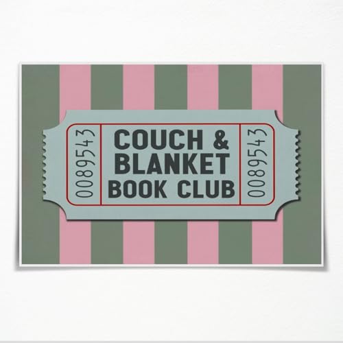 Couch & Decke, Buch, Club, Ticket, Poster, gemütlich, Retro, Leseecke, Heimdekoration, trendiger Buchecken-Druck, Vintage-Buchdruck, Leinwand, Wandkunst für Schlafzimmer, Büro, Bibliothek, Bücher Couch & Decke, Buch, Club, Ticket, Poster, gemütlich, Retro, Leseecke, Heimdekoration, trendiger Buchecken-Druck, Vintage-Buchdruck, Leinwand, Wandkunst für Schlafzimmer, Büro, Bibliothek, Bücher von Generic