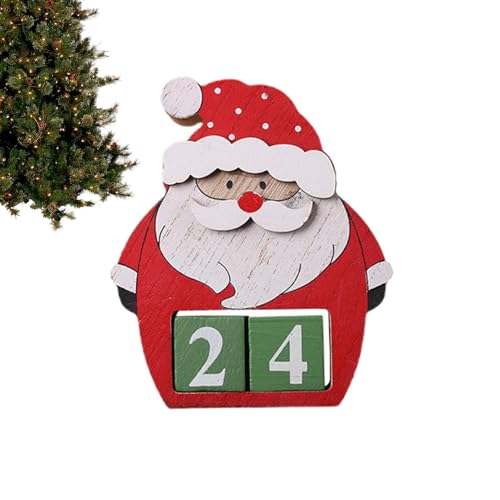 Countdown-Blöcke Weihnachten | Countdown-Dekoration aus Holz | Wiederverwendbarer Holz-Countdown-Kalender | Weihnachtsadventskollektion für Zuhause, Tisch von Generic