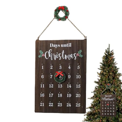 Countdown-Kalender aus Holz, Countdown bis Weihnachten, Countdown-Schild, 25 Tage Countdown-Schild, saisonale Vintage-Eleganz für Schlafzimmer, Arbeitszimmer Countdown-Kalender aus Holz, Countdown bis Weihnachten, Countdown-Schild, 25 Tage Countdown-Schild, saisonale Vintage-Eleganz für Schlafzimmer, Arbeitszimmer von Generic