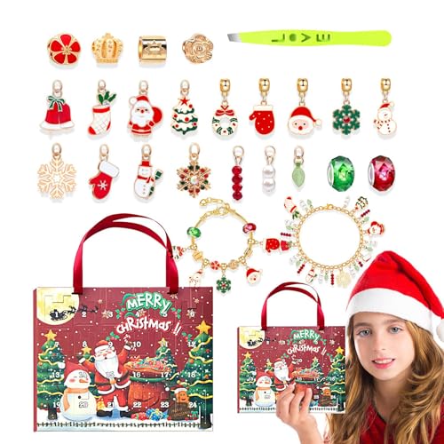 Countdown des Weihnachtskalenders 2024, Armbänder des Weihnachts-Adventskalenders, 24 Tage Schmuckherstellungsset, Weihnachts-Countdown-Kalender | Countdown bis zum Ornament von Generic