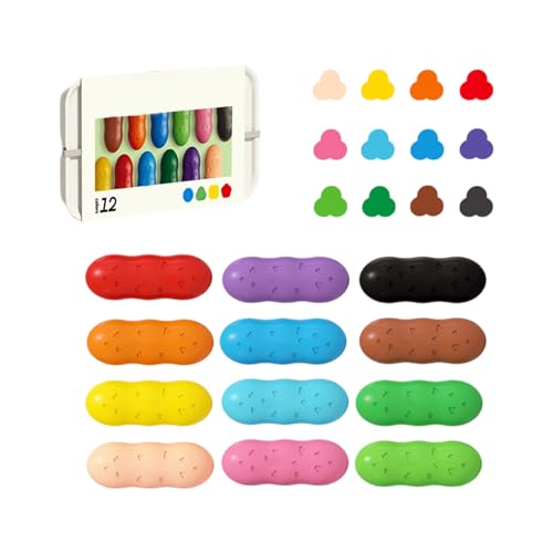 Crayons Toddler Crayon Set mit waschbaren Buntstiften | Erbsenmalen zum Ausmalen 12 Farben für Ostern Party Klassenzimmer Reisen für Kinder Crayons Toddler Crayon Set mit waschbaren Buntstiften | Erbsenmalen zum Ausmalen 12 Farben für Ostern Party Klassenzimmer Reisen für Kinder von Generic