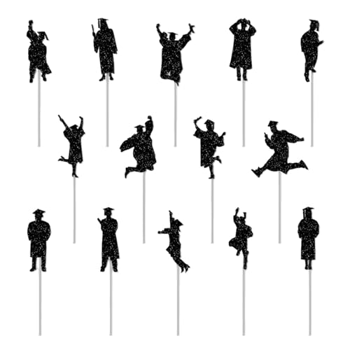 Cupcake-Topper für Abschlussfeier, Kuchendekorationen – Papier zur Graduation Food Decor Picks | APEPEPISET Decor wählen Sie das 14er-Set für die Dessert-Party, Dekorationen von Generic
