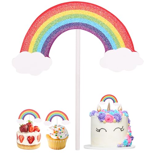 Cupcake-Topper mit Musiknoten, Dessert-Dekoration, Geburtstags-Regenbogen-Kuchendekoration, Regenbogen-Cupcake-Dekorationen (Farbe A) von Generic