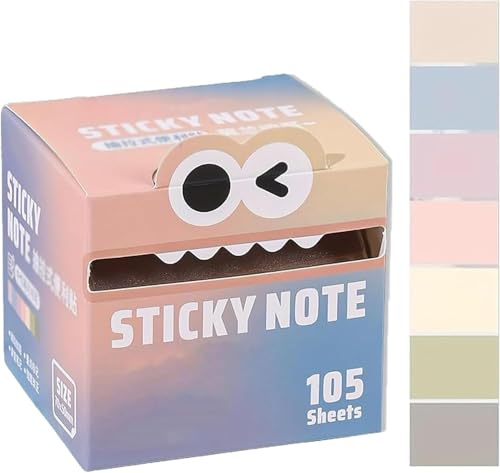 Cute Monster Pattern Sticky Note, 105pcs/Box Funny Pastel Animal Post It Notes, Self Adhesive Cartoon Notes Memo Pads for Girls Boys Students School Office Home (D) von Generic