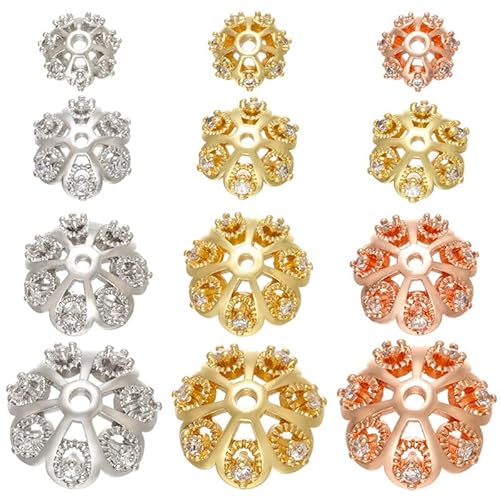 Cz Crystal Gold/Silberfarbene Blütenblatt-Perlenkappen für die Schmuckherstellung Große/mittlere/kleine Perlenkappen-Ergebnisse Endkappen Modell: Vh16 Deft verarbeitet Cz Crystal Gold/Silberfarbene Blütenblatt-Perlenkappen für die Schmuckherstellung Große/mittlere/kleine Perlenkappen-Ergebnisse Endkappen Modell: Vh16 Deft verarbeitet von Generic