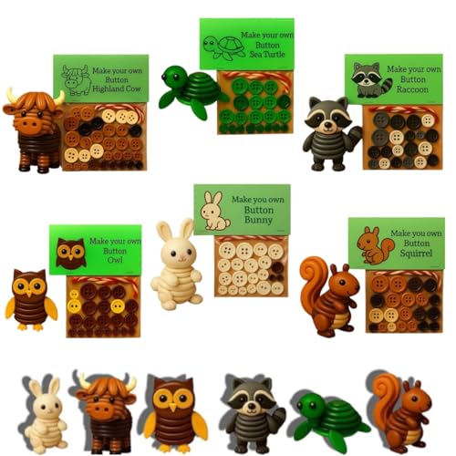 DIY Button Highland Cow Craft Kit,Fun Xmas Buttons for Crafts, Animal Theme Fun Christmas Button,Christmas Tree Ornament Kit,Christmass Tree Hanging Decorations,DIY Holiday Craft Kits (Set of 6) von Generic