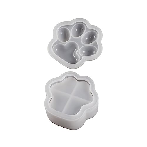 DIY Cat Paw Shaped Container Silikonform aus Epoxidharz 3D DIY Aufbewahrungsbox Formen Handwerk Herstellung Schmuck Zubehör Aufbewahrungsbox für Pfoten, Katzen, Formen von Generic