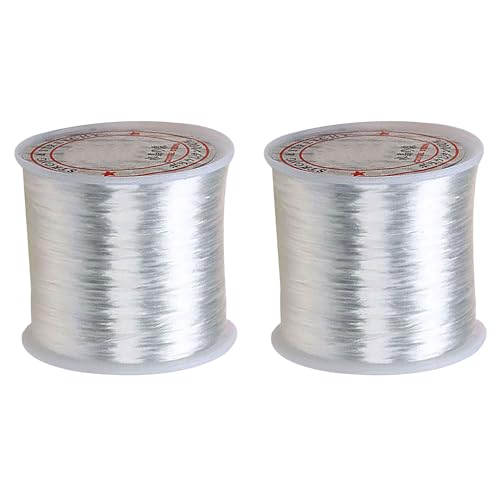 DIY Elastische Schmuckfaden Stretch Crystal String Cord für Schmuckherstellung Armband Perlenfaden 80m/Rolle, Polyester-Fäden für Armbänder und zum Basteln (100M, ø0.2mm,2PCS) von Generic