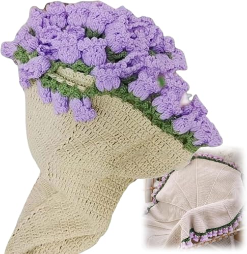 DIY Handgefertigte Rosendecke, Häkelblumen-Rosenstraußdecke, weich und leicht, romantische Blumenstrauß-Strickdecke (G) von Generic