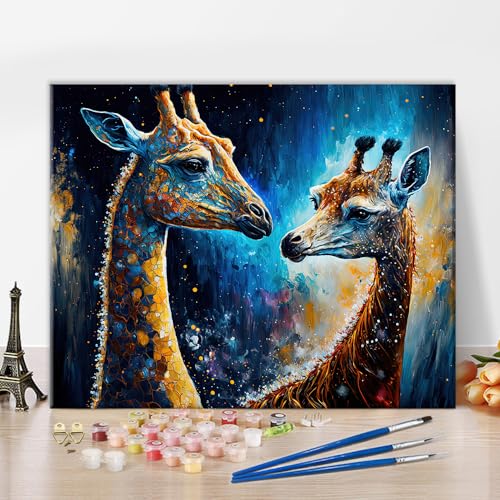 DIY Malen nach Zahlen Erwachsene mit Pinseln Giraffe Malsets für Erwachsene Tiere Acryl Malen nach Zahlen Kits Leinwand Geschenke Kunsthandwerk für Zuhause 40 x 50 cm(rahmenlos) von Generic