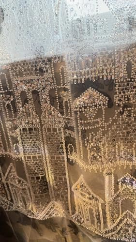 DIY Nagelperle, weiße Pailletten-Stickerei, 3D-Schlossspitzenstoff, Hochzeitskleid, Kinderkleidung, dekorative Malerei, Eingangsfarbe, Hintergrundtuch, Vorhänge, Dekoration (2 Schlösser (B x L), 63,5 von Generic