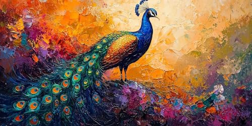 DIY Tiere Diamond Painting Groß Set, Pfauen Diamond Painting Erwachsene Diamant Malerei Kinder Basteln Mädchen Diamond-painting Mosaik Bastelset Erwachsene Home Wand Dekoration Geschenk 80x160cm F68 von Generic