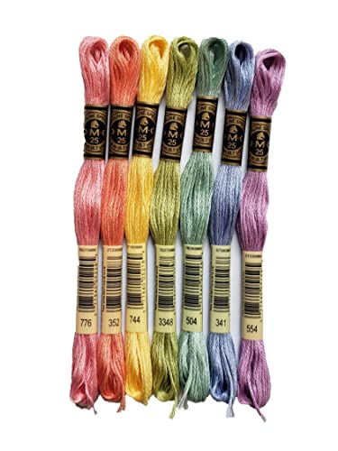 DMC 6-strängiges Stickgarn, Baumwolle, Pastellfarben, Regenbogenfarben, 8 Knäuel von Generic