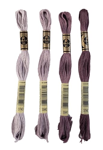 DMC Stickgarn, Baumwolle, 6 Stränge, Antik-Violett, 4 Garnknäuel von Generic