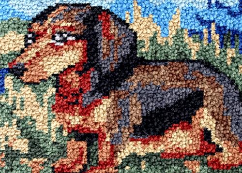 Dackel Sausagedog Knüpfteppich-Set für Erwachsene, DIY-Teppichkissen mit bedrucktem Segeltuch, Häkelgarn, Bastelhaken und Riegel, Tapisserie für Bodendekoration, Haustiere, warme Pads, 52 x 38 cm Dackel Sausagedog Knüpfteppich-Set für Erwachsene, DIY-Teppichkissen mit bedrucktem Segeltuch, Häkelgarn, Bastelhaken und Riegel, Tapisserie für Bodendekoration, Haustiere, warme Pads, 52 x 38 cm von Generic