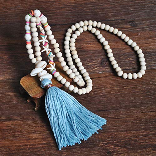 Damen-Halskette Mit Quaste Anhänger Lange Sweater Kette Holzperlen Kette Retro Kleidung Anhänger Kopfschmuck Böhmen Halskett Bunt Kristall Bead Schnur Kette 81cm Damen-Halskette Mit Quaste Anhänger Lange Sweater Kette Holzperlen Kette Retro Kleidung Anhänger Kopfschmuck Böhmen Halskett Bunt Kristall Bead Schnur Kette 81cm von Generic